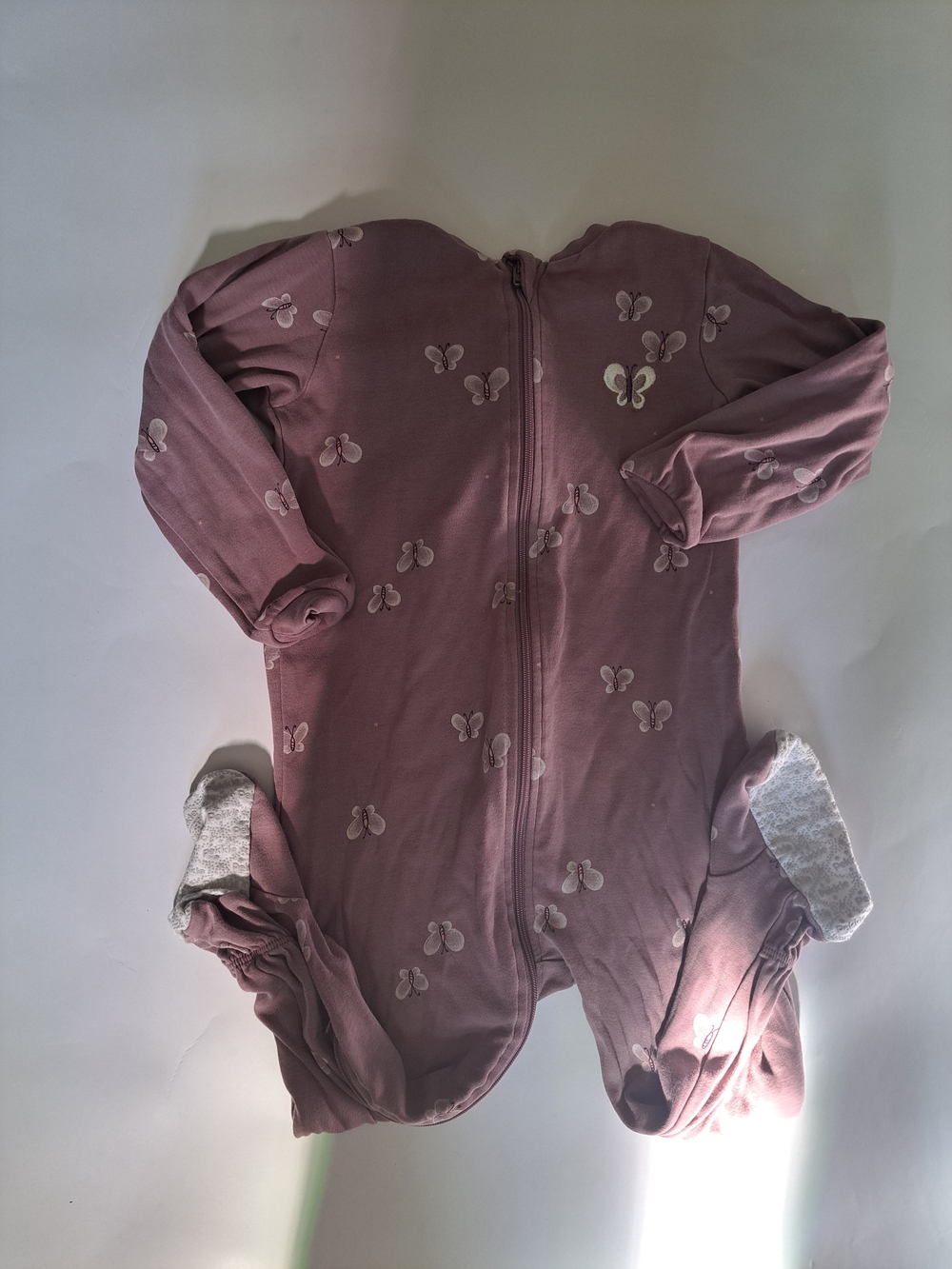 3/20$ Pekkle Baby 24m Toddler Pink Butterfly Zip-Front Pajamas